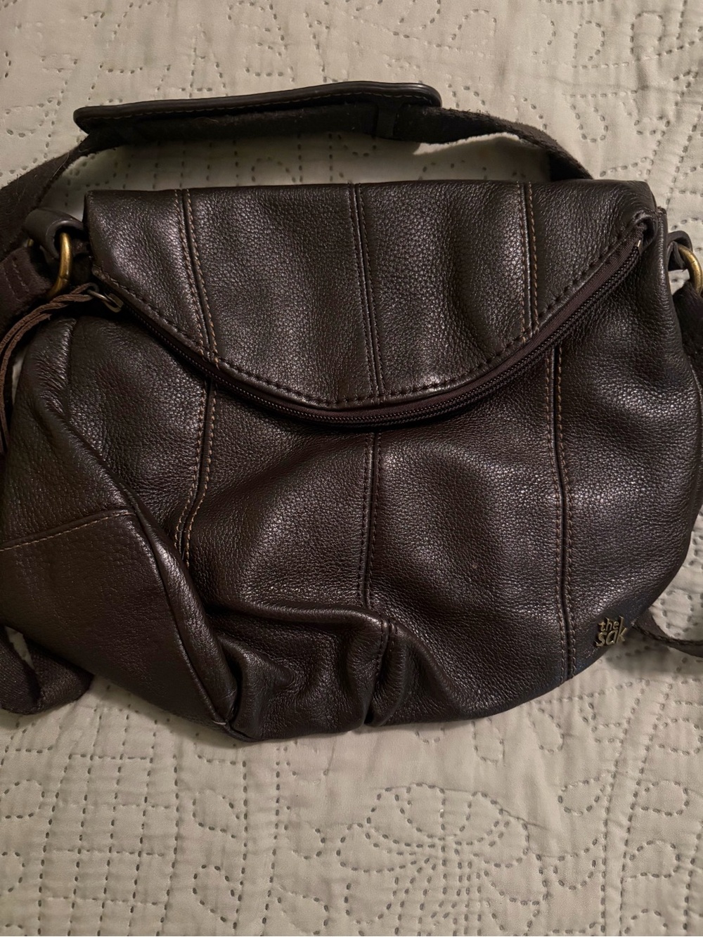 The Sak Dark Brown Leather Cross Body Bag